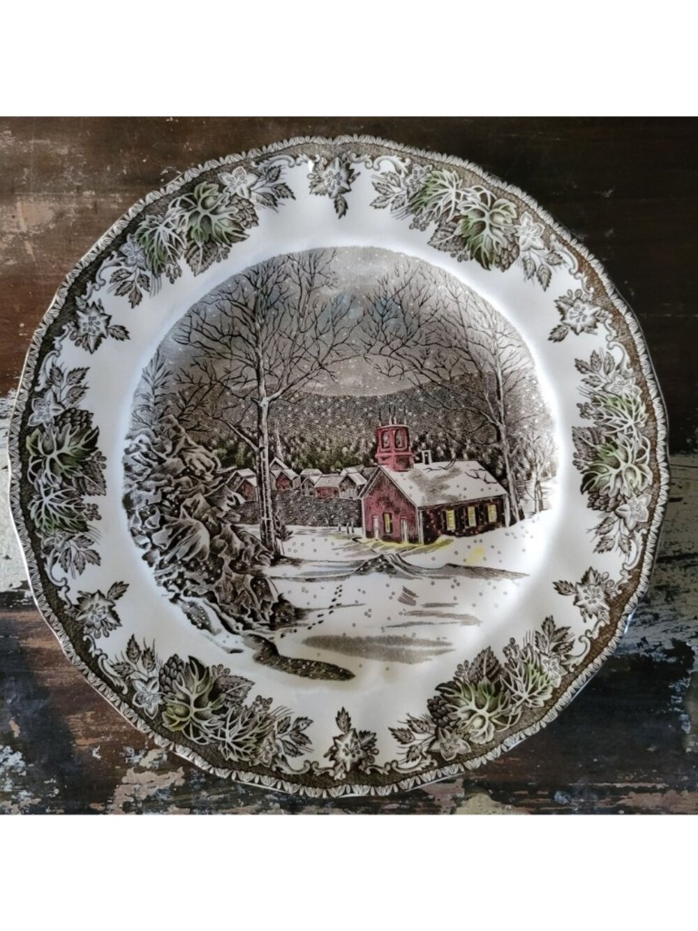 Vintage Johnson Brothers The Friendly Village Dinner Plate "The Schoolhouse" Sce - Picture 2 of 6